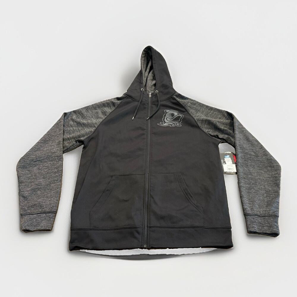 Colosseum Mens Black Gray Oregon Ducks Full Zip Hooded Fleece Jacket Size M NWT